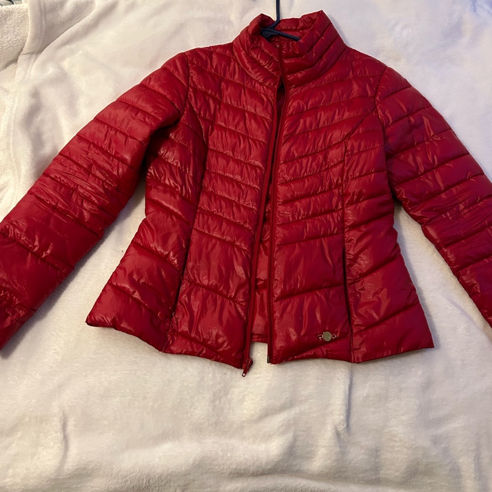 Red Bebe Thin Puffer Coat